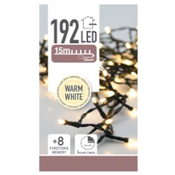 192 Λευκά Θερμό Λαμπάκια LED Μπαταρίας Εξωτερικού Χώρου με 8 Προγράμματα και Χρονοδιακόπτη (14.5m)